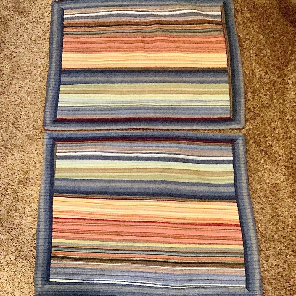Pillow shams pair quilted stitching boho rainbow multi color